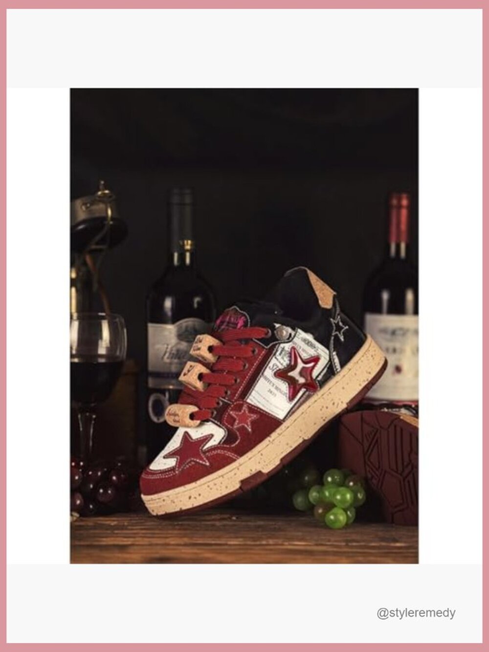 Burgundy Star Chunky Sneakers Women Fashion Platform Walking Shoes - Picture 7 of 7